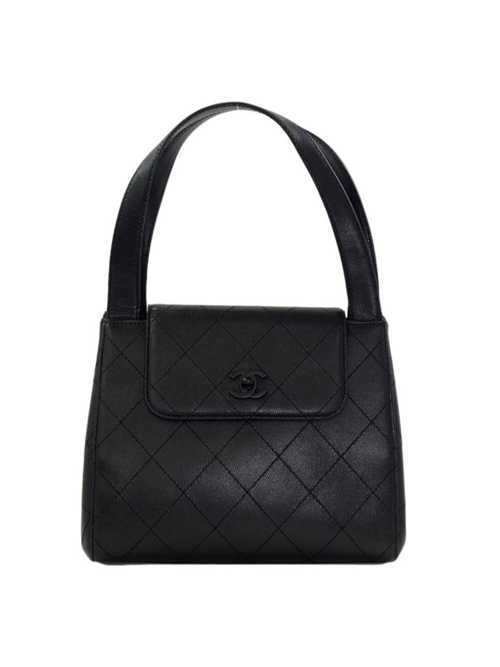 Chanel CC Logo Quilted Handbag Grained Calfskin